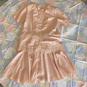 SOLD ❌ Vintage 2 Piece Skirt and Shirt Set light Pink blush barbie